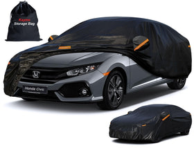 kayme front view full cover on Civic showing complete weather protection