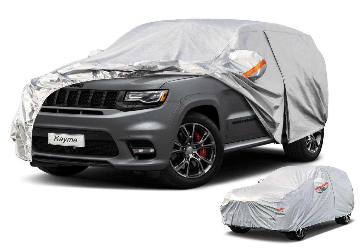 kayme front view of SUV cover showing full fit and protection benefit