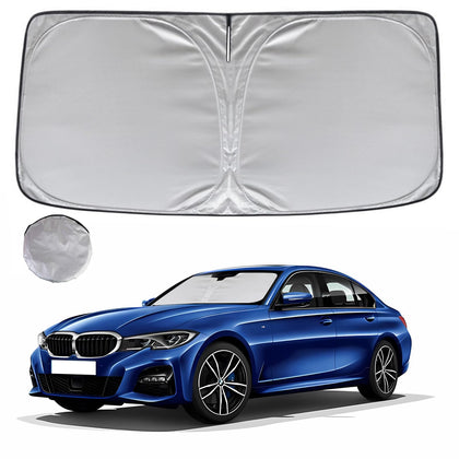 KAYZT installed on BMW 3 Series windshield showing full coverage and cooling benefit
