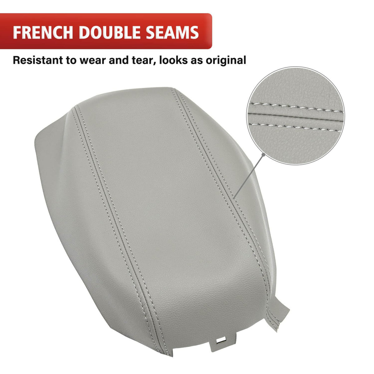 KBH close-up of french double stitching for durability and style