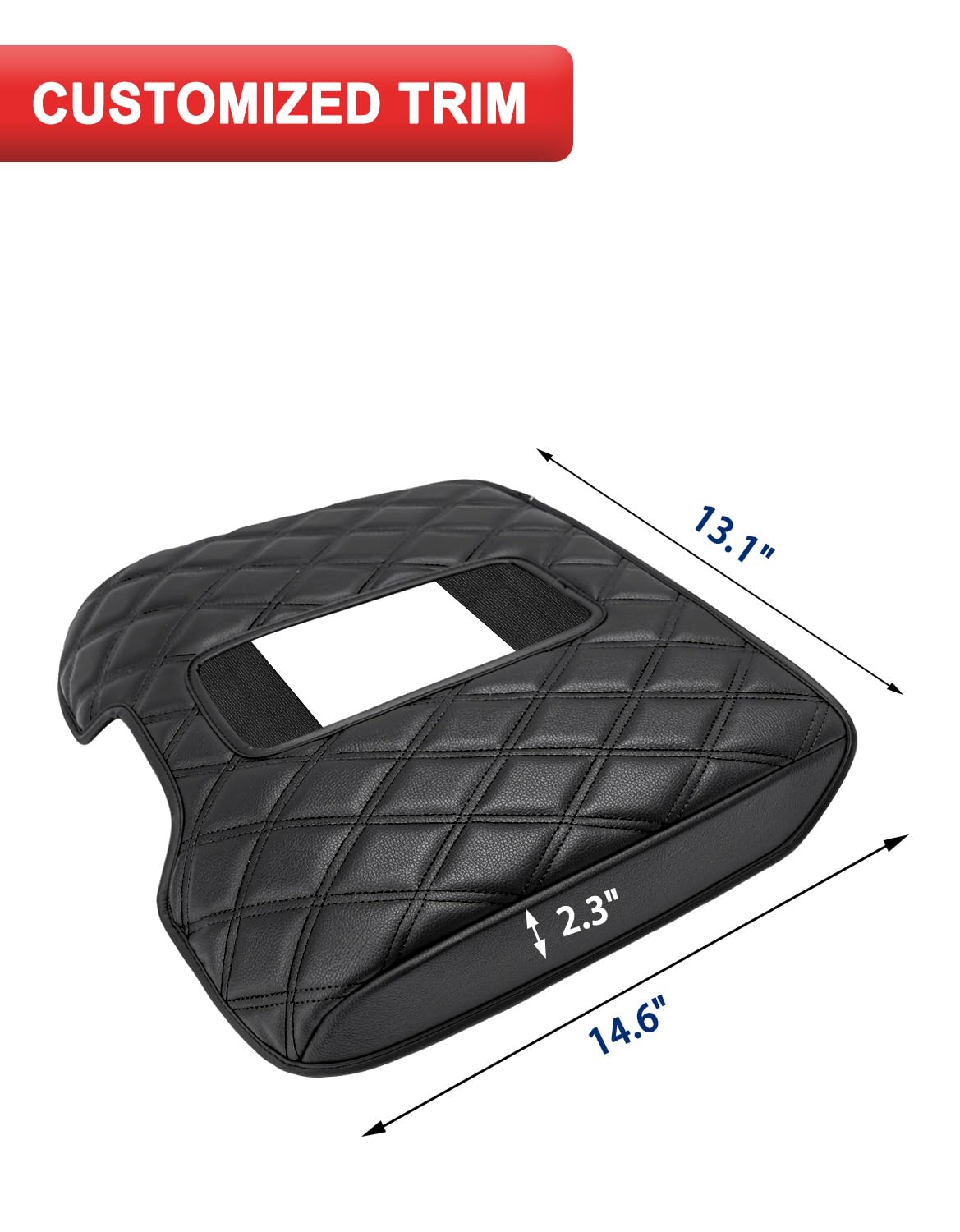 KBH armrest cover next to ruler showing scale and precise OEM-like fit