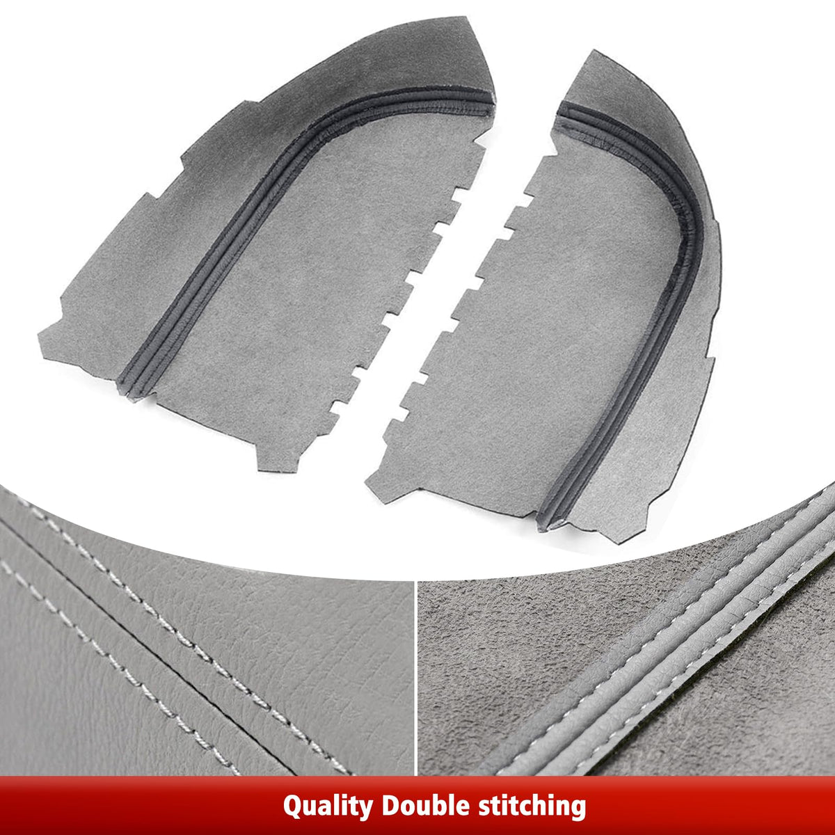 KBH close-up texture of gray vinyl leather demonstrating soft, durable finish