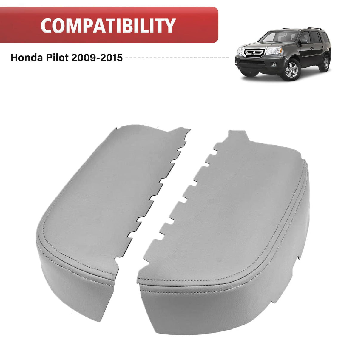 KBH armrest cover held during installation illustrating easy DIY fit