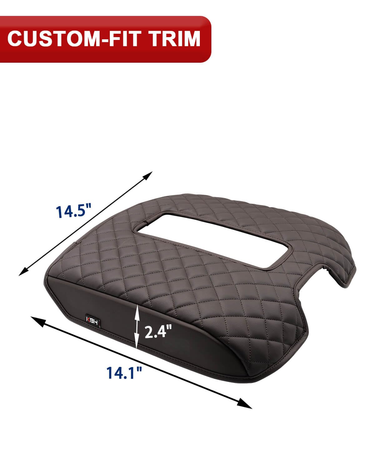 KBH armrest next to ruler demonstrating compact, OEM-compatible size