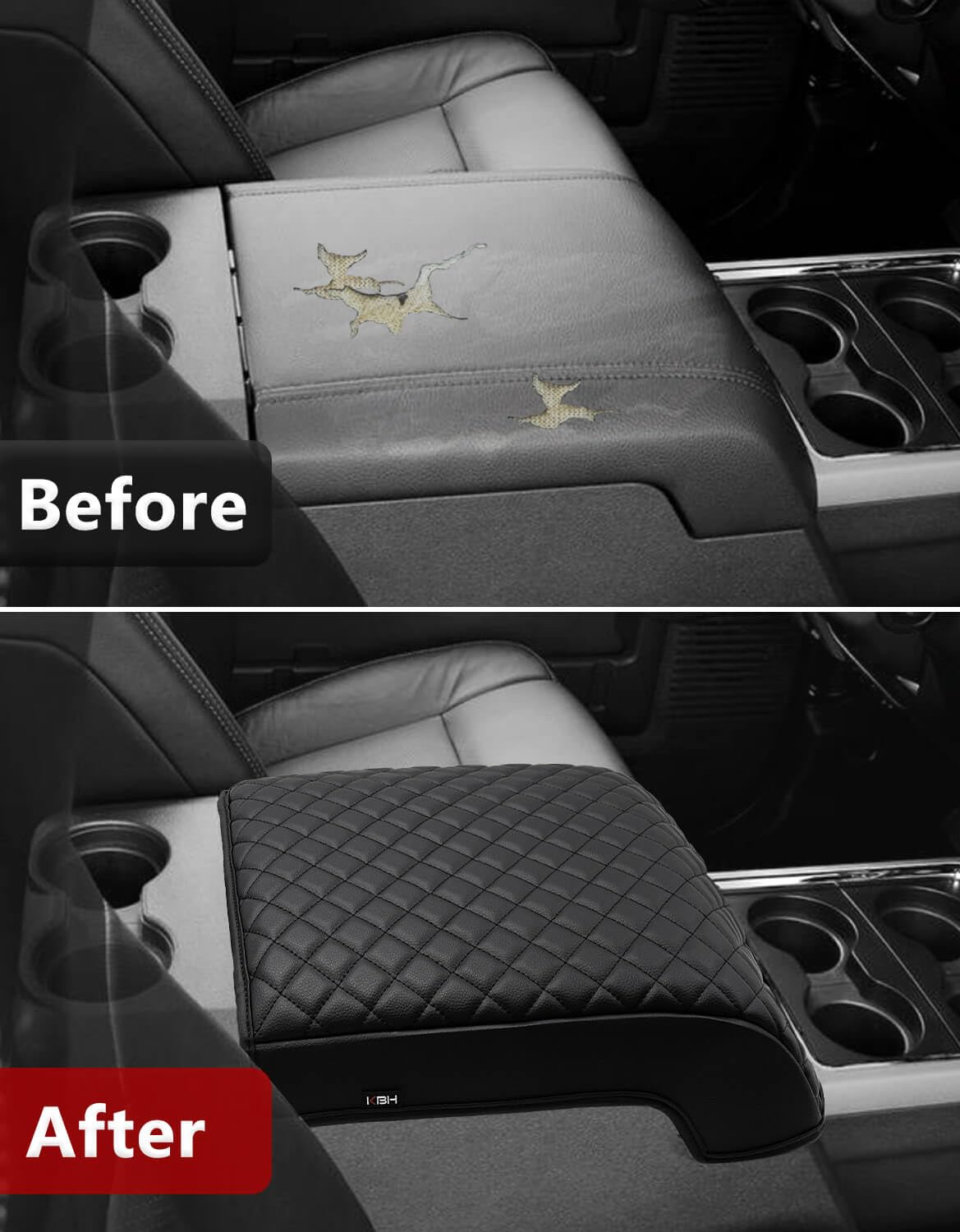 KBH side profile on console lid showing contour match and low-profile fit