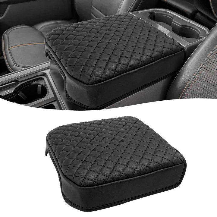 KBH front view of console cover showing sleek black protection and improved comfort