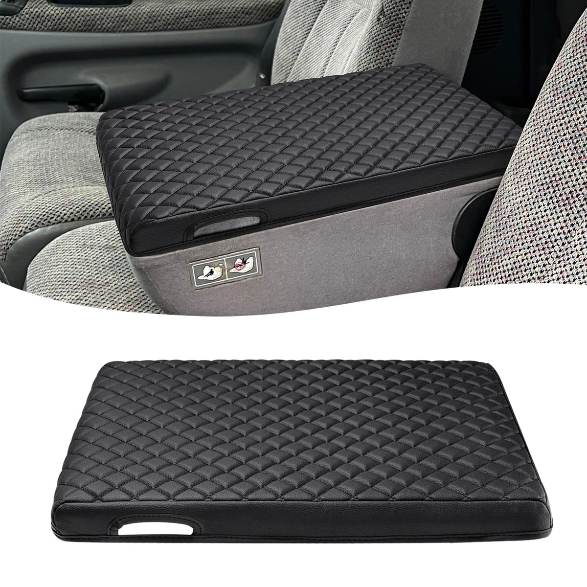KBH front view console cover showing clean black finish and neat fit for comfort