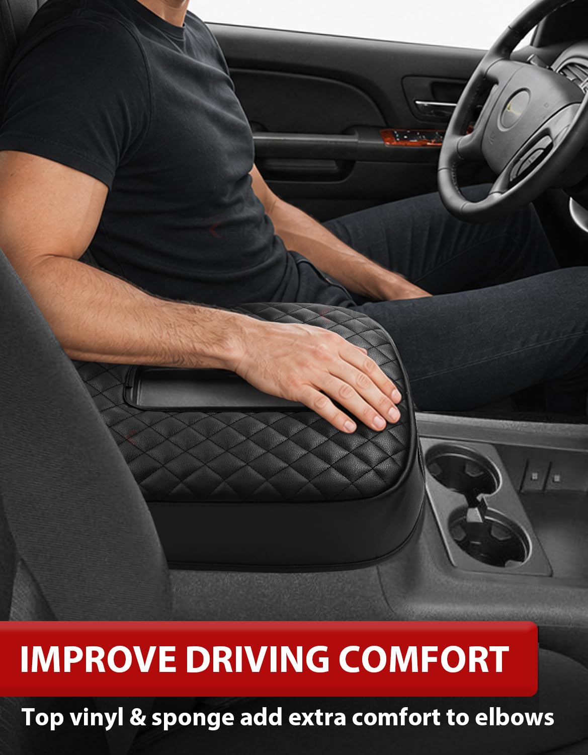 KBH installed in Silverado cab demonstrating corrected arm support and fit