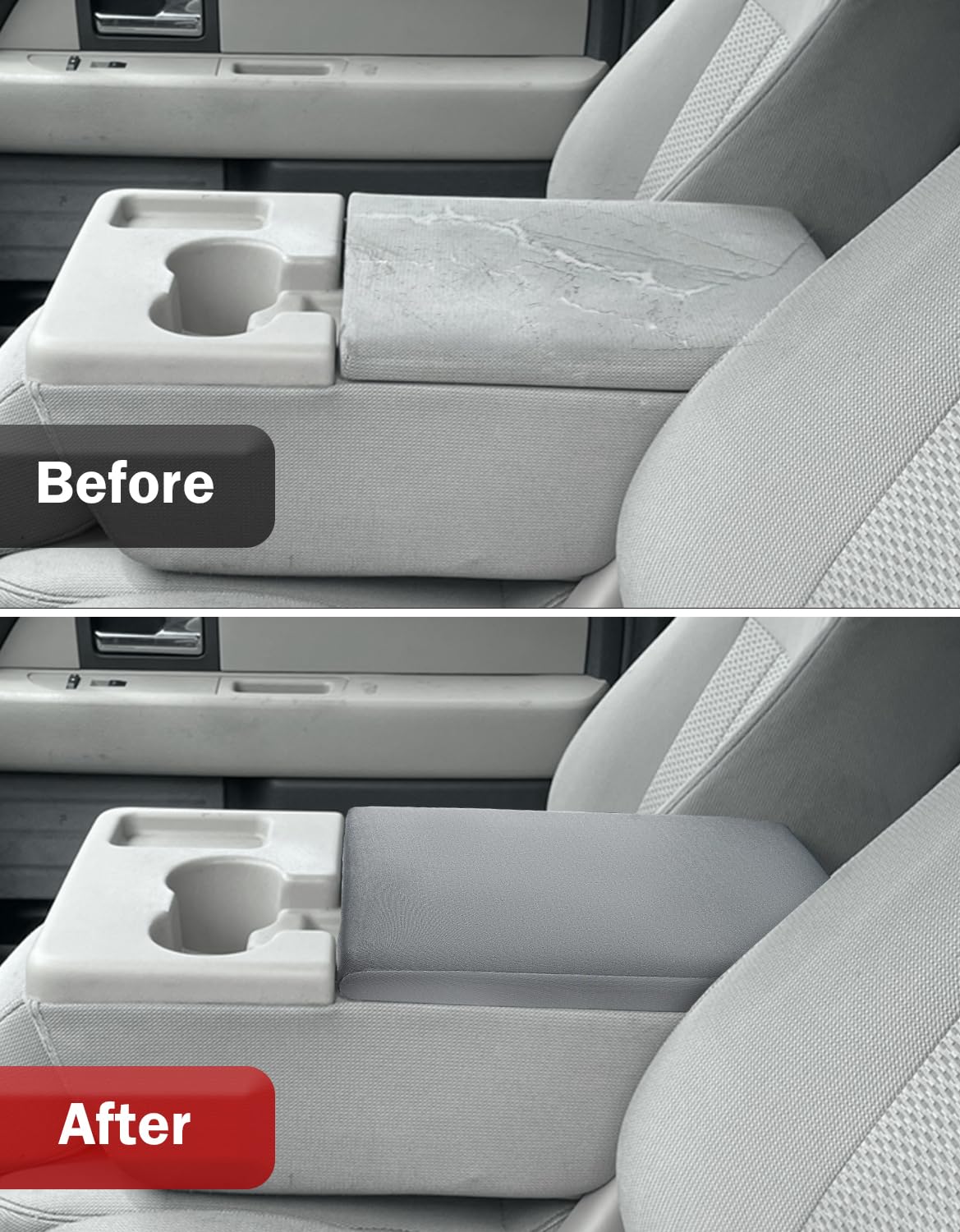 KBH lifestyle image inside truck cabin showing cover in use and adding comfortable arm support