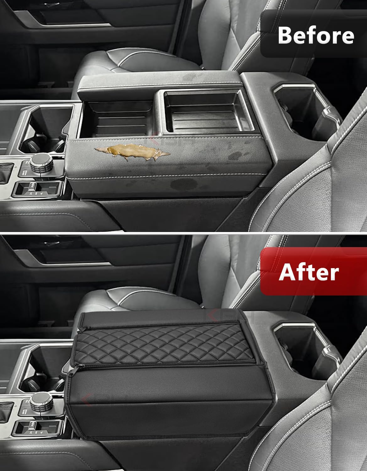 KBH lifestyle interior shot in Tundra cabin showing neat protected console