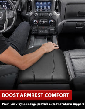 KBH side profile of cushion installed on console demonstrating snug fit