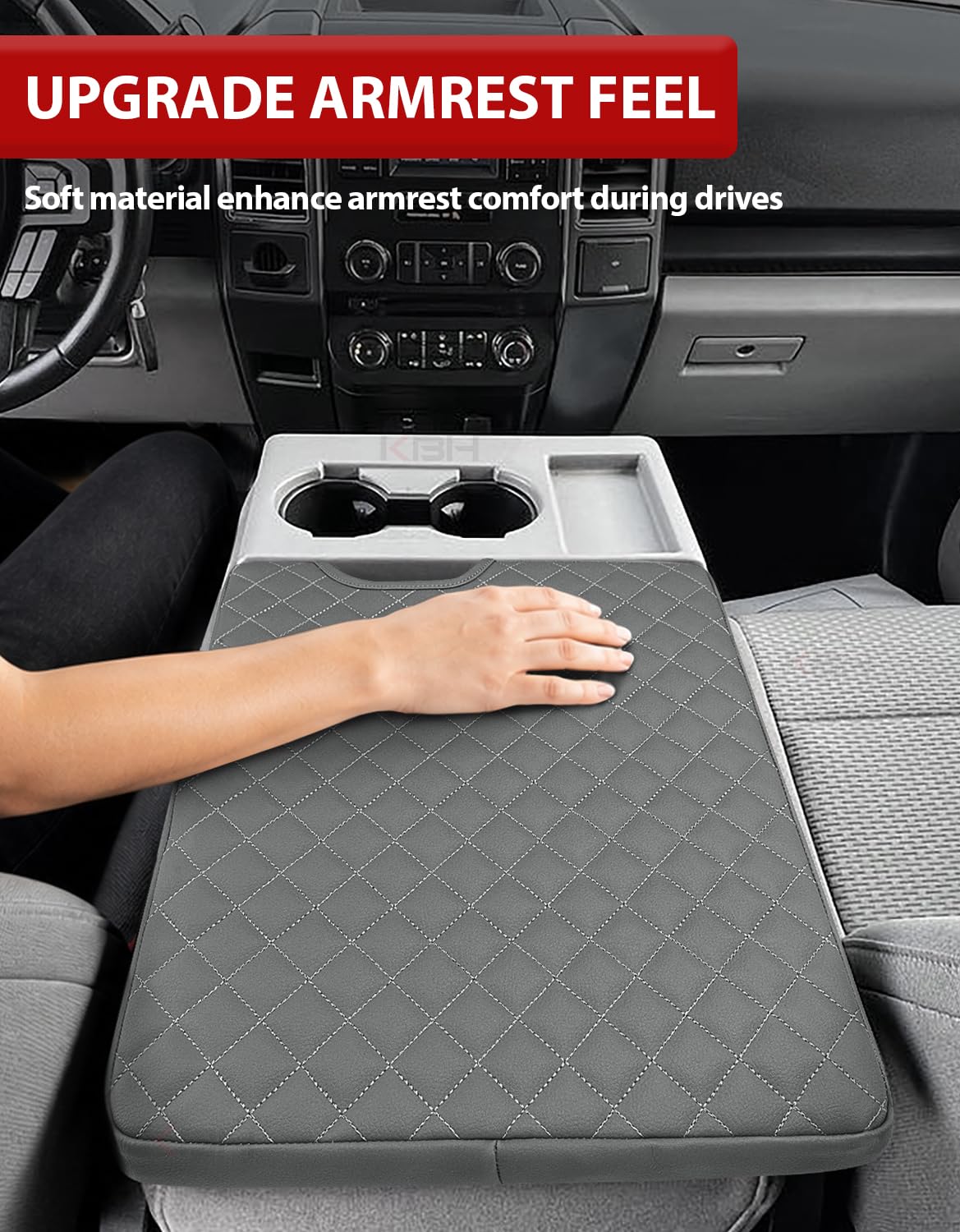 KBH side profile installed on Ford console improving arm comfort