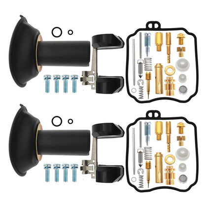 KCFJW2025 front packaging showing two carburetor rebuild kits for quick identification and convenience