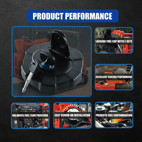 KD KISONIED cap installed on Kubota loader demonstrating restored fuel protection benefit