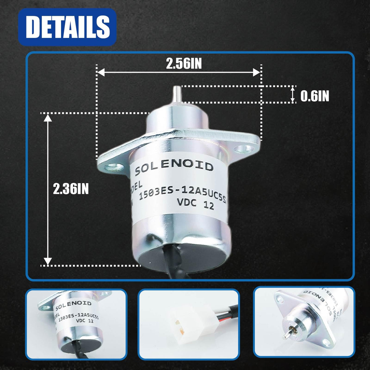 KD KISONIED solenoid installed on Kubota engine illustrating proper placement and compatibility