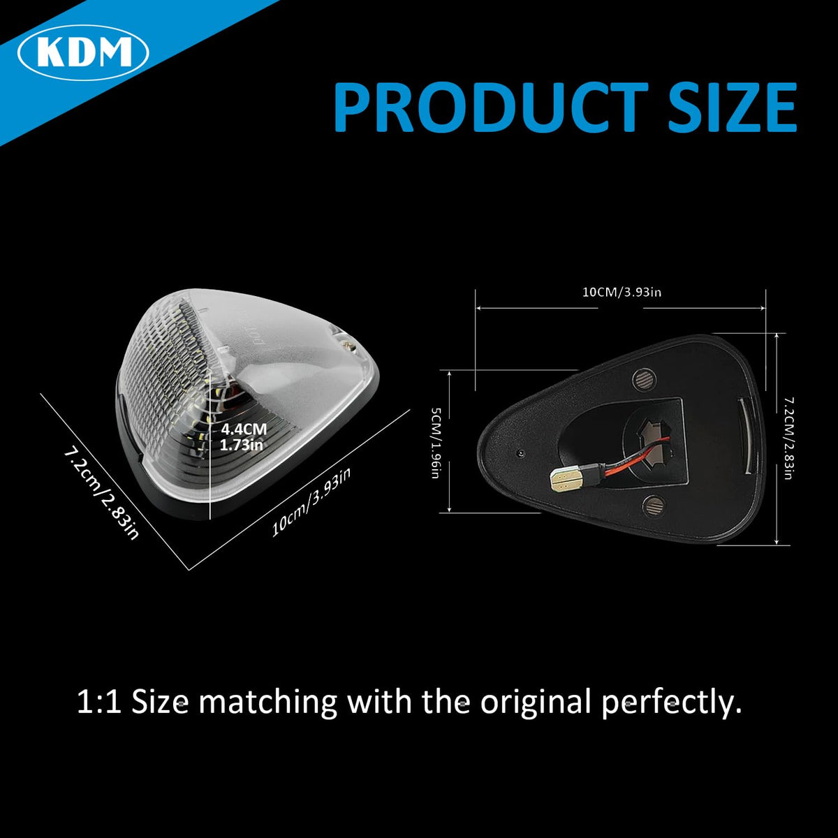 KDM size comparison with hand to show compact dimensions and fitment