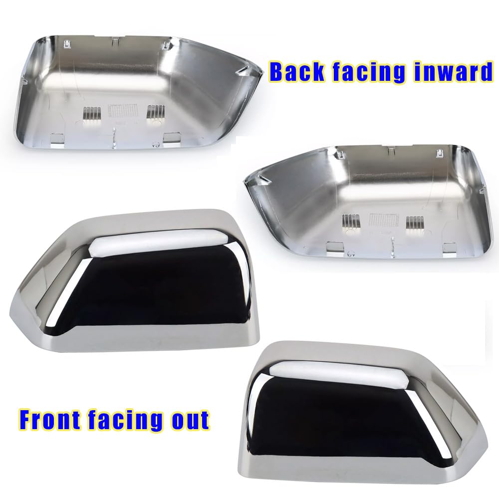 KDOWES installed driver-side top half mirror cap demonstrating restored chrome look