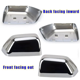 KDOWES installed driver-side top half mirror cap demonstrating restored chrome look