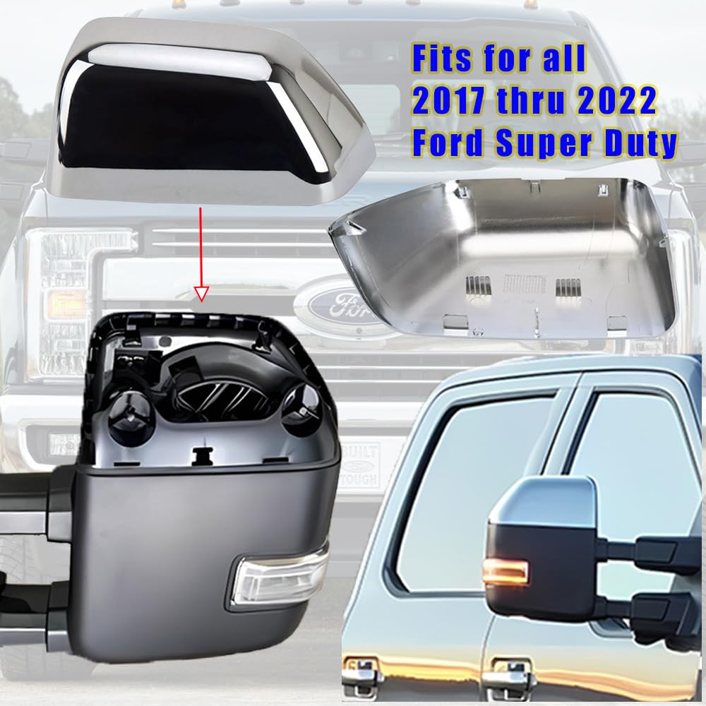 KDOWES installed passenger-side top half mirror cap showing seamless OEM fit