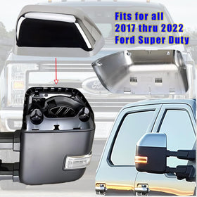 KDOWES installed passenger-side top half mirror cap showing seamless OEM fit