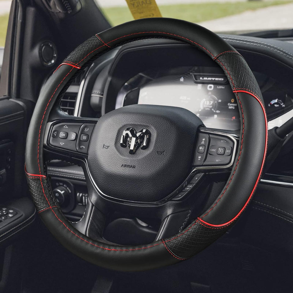 KEAIDAP front view of steering wheel cover showing fit and design benefit