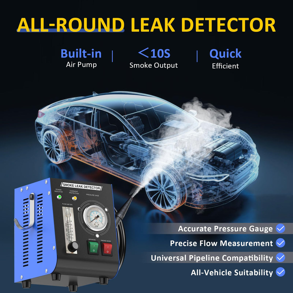 Kedite smoke output nozzle producing visible smoke to locate elusive leaks quickly