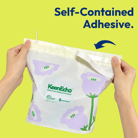 KeenEcho adhesive strip detail illustrating strong hold and residue-free removal