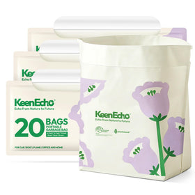 KeenEcho front packaging showing purple 60-count recycled bags and branding benefit