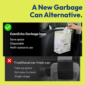 KeenEcho in backseat lifestyle shot keeping roadtrip area tidy and odor-minimizing