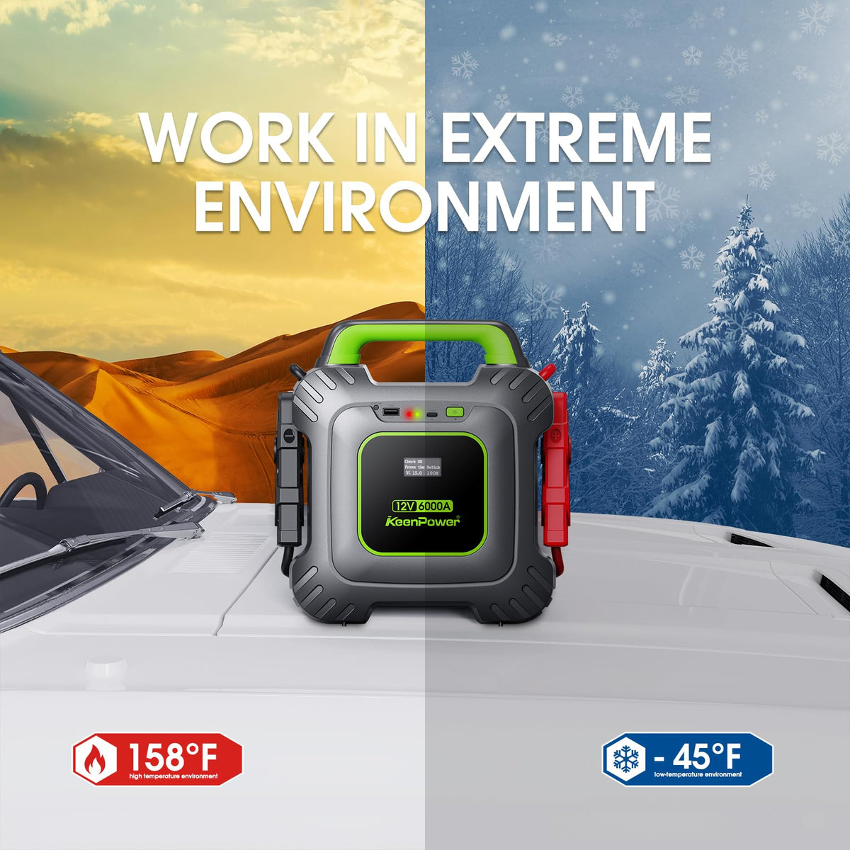 KeenPower display and controls visible for quick status checks