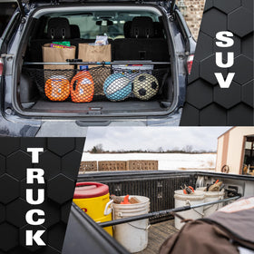 Keeper cargo bar positioned in truck bed preventing boxes from shifting during drive