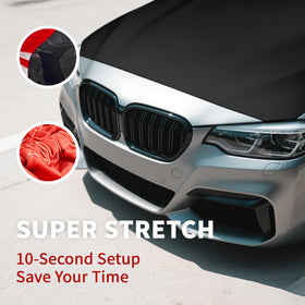 Keetegami installed on a sedan protecting hood from debris