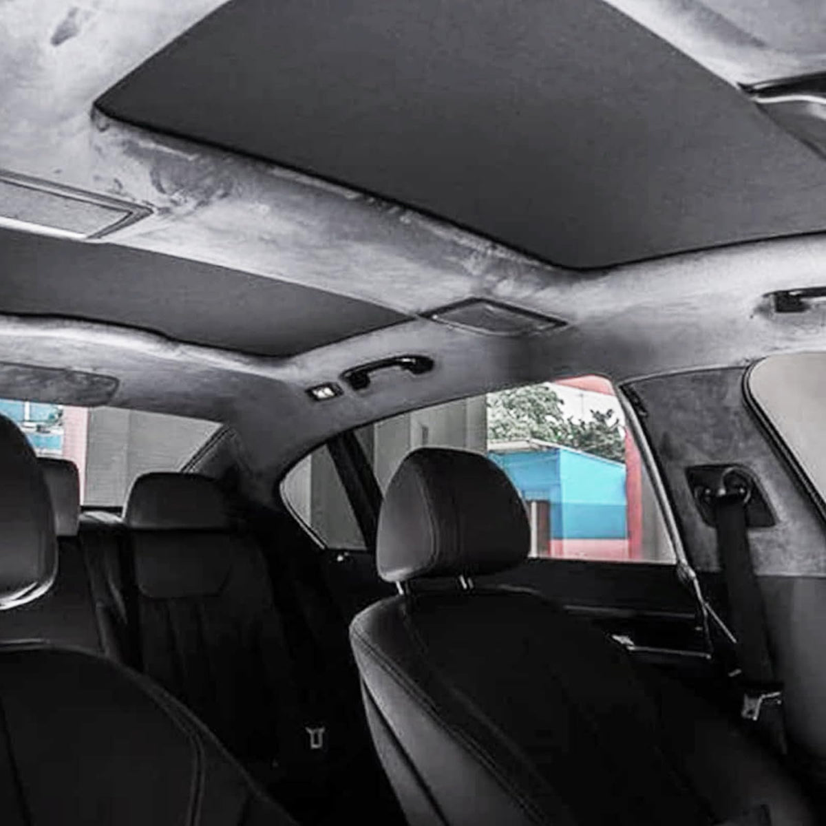 Kefly detail of adhesive-ready surface and stitching option demonstrating simple installation