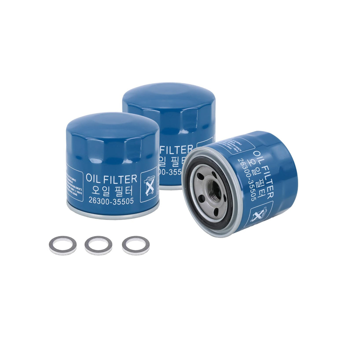 Kefly oil filter front view showing label and fitment, clear identification benefit