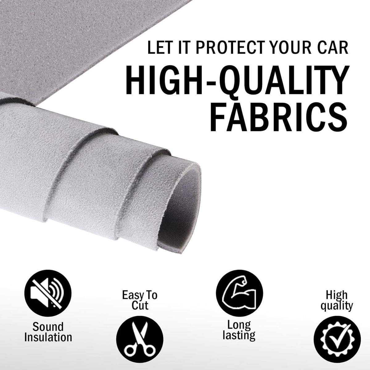 Kefly foam backing detail showing 1/9-inch foam that prevents sagging and reduces road noise