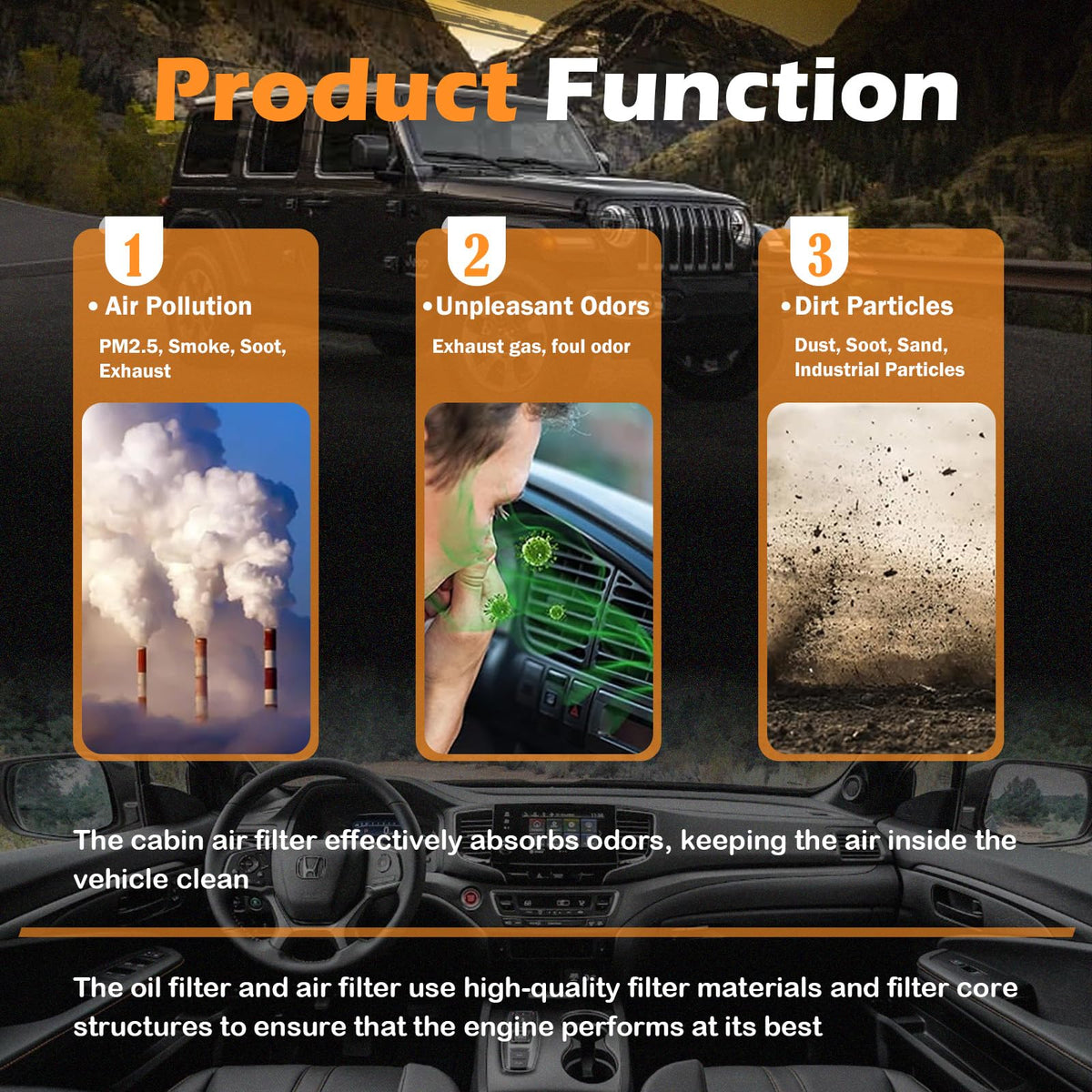 Kefly lifestyle Wrangler driving with clean air showing occupant comfort benefit