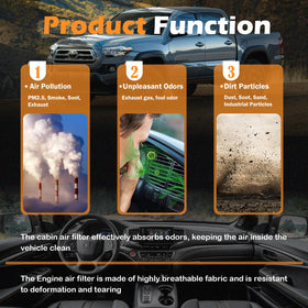 Kefly filters displayed with Toyota Tacoma for improved cabin comfort benefit