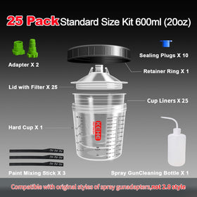 KEHE REFINISH clear 20oz cup with visible calibration lines for accurate mixing