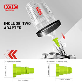 KEHE REFINISH clear liner showing printed calibration lines for accurate mixing