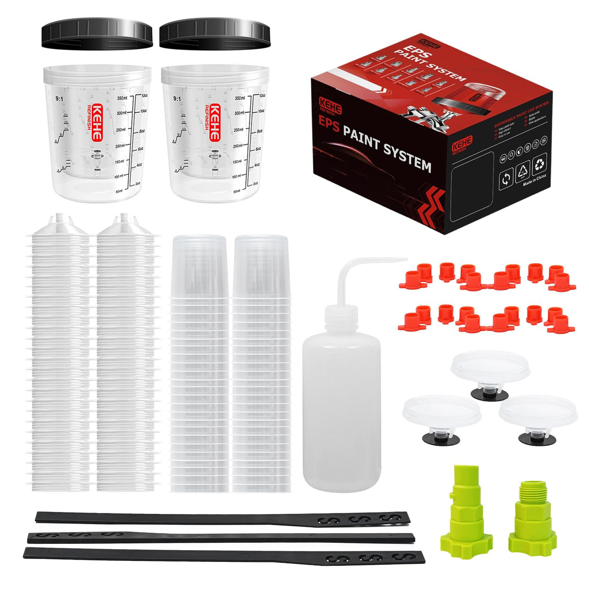 KEHE REFINISH kit front view showing included cups and accessories for fast prep