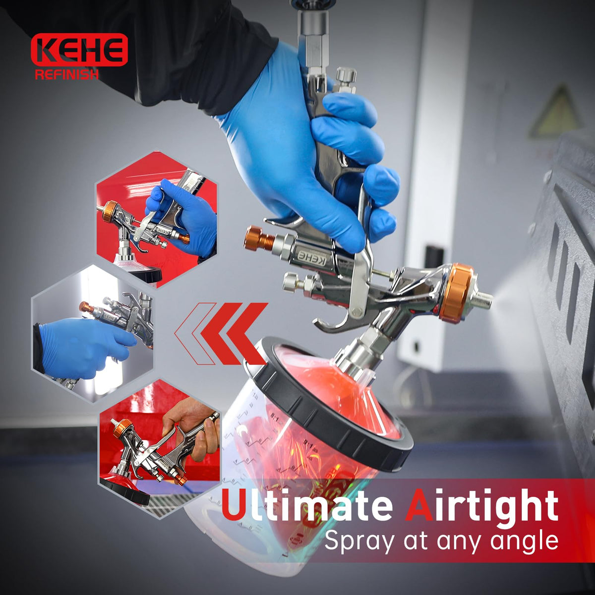KEHE REFINISH cup held in hand showing compact 12oz scale for easy handling