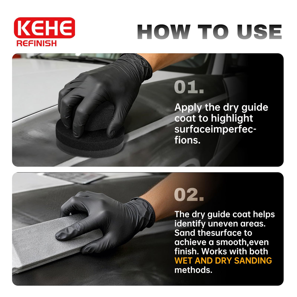 KEHE REFINISH size comparison next to ruler illustrating 7.5 oz capacity and workshop suitability