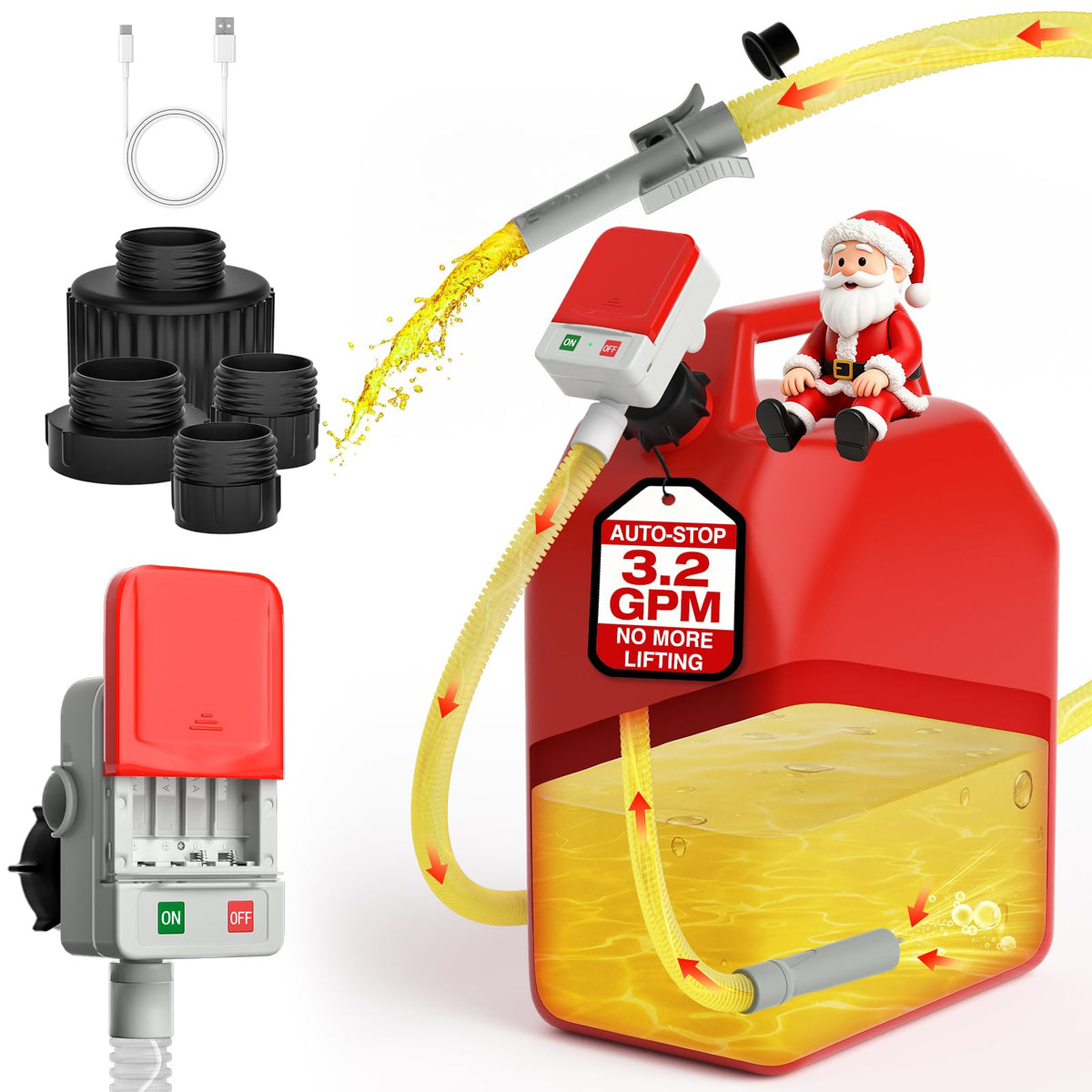 keimi front view pump showing compact body and nozzle for easy transport and fast fueling