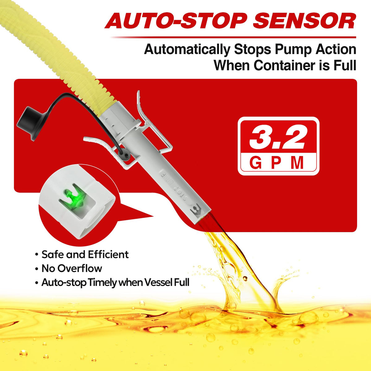 keimi nozzle auto-stop closeup highlighting sensor to prevent spills and overfills