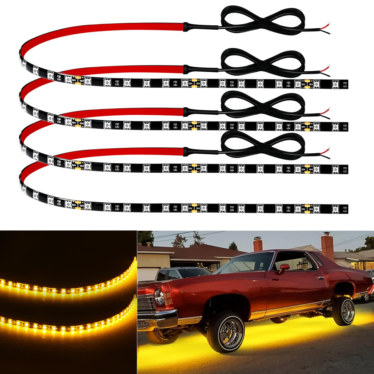 Keiurot front pack of 4 amber 24-inch strips showing contents and benefits