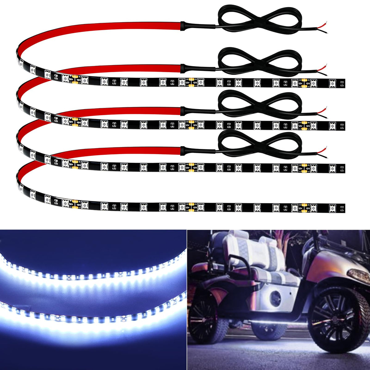 Keiurot front packaging showing four 24inch strips and included wires, highlights kit completeness