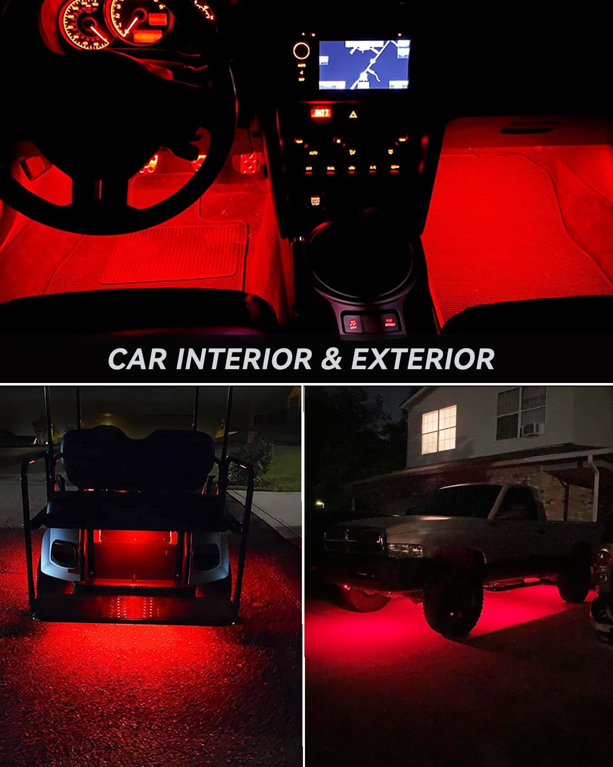 Keiurot strip installed under dashboard demonstrating discreet red ambient illumination
