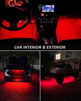 Keiurot strip installed under dashboard demonstrating discreet red ambient illumination