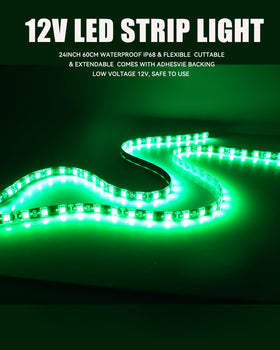 Keiurot close-up LEDs lit showing bright green illumination benefit