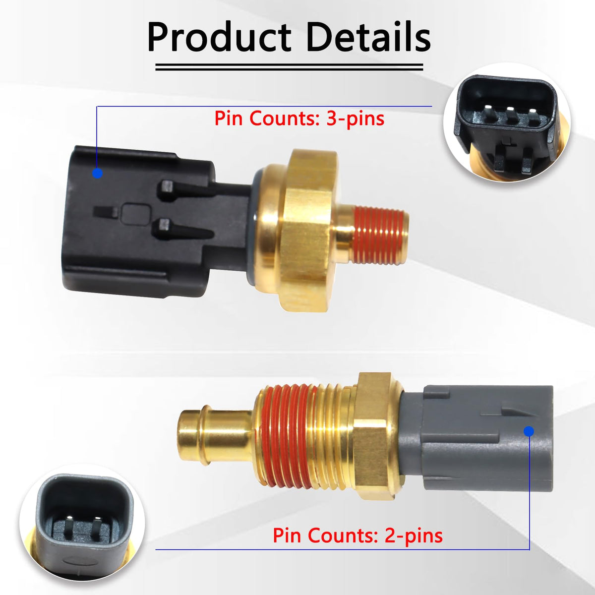 KEJSTED oil pressure sensor close-up showing threads and connector for secure seal